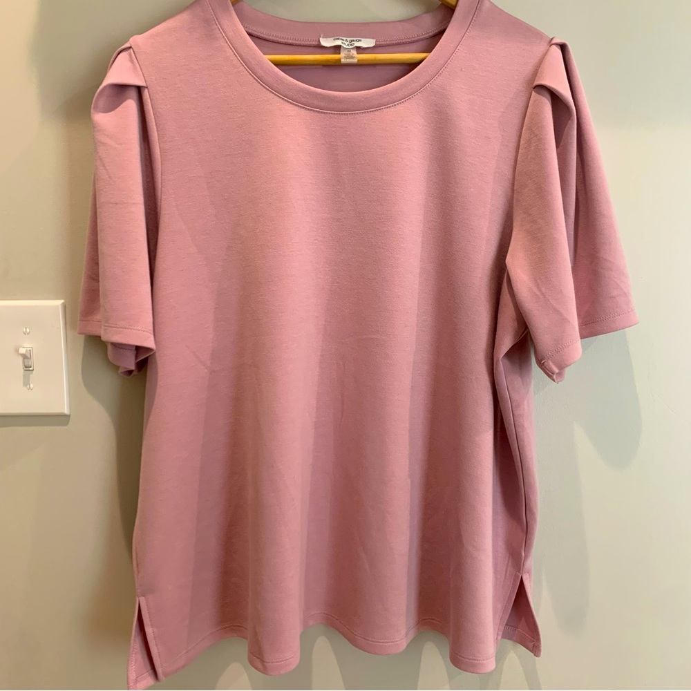 Cable & Gauge Studio Cute Pink Pleated Sleeve Top, NWOT, 2X